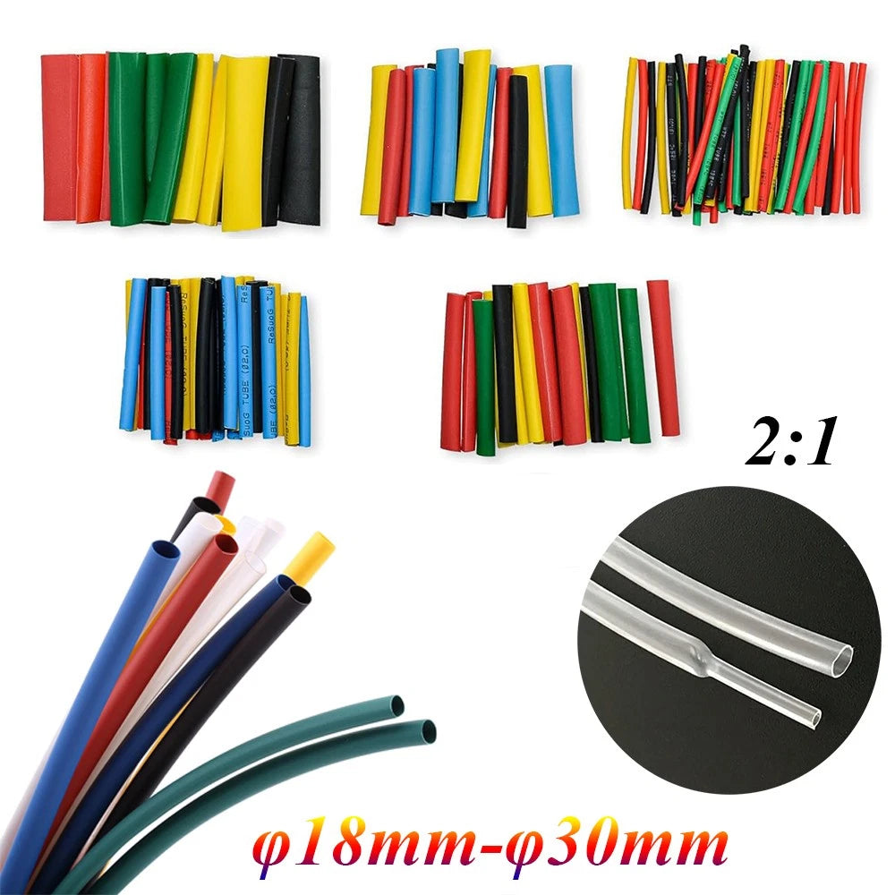 Heat Shrink Tubing 2:1 Ratio — φ18mm to φ30mm, 7 Colors, 5 Lengths