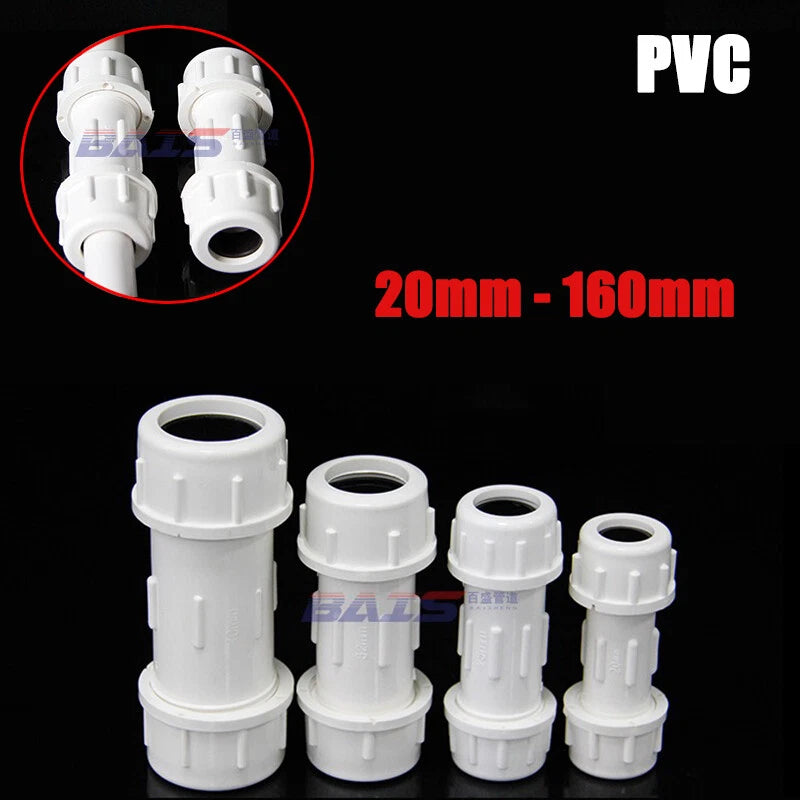 PVC Push Fit Plumbing Fittings Union Straight Pipe Quick Couplings 20mm-160mm