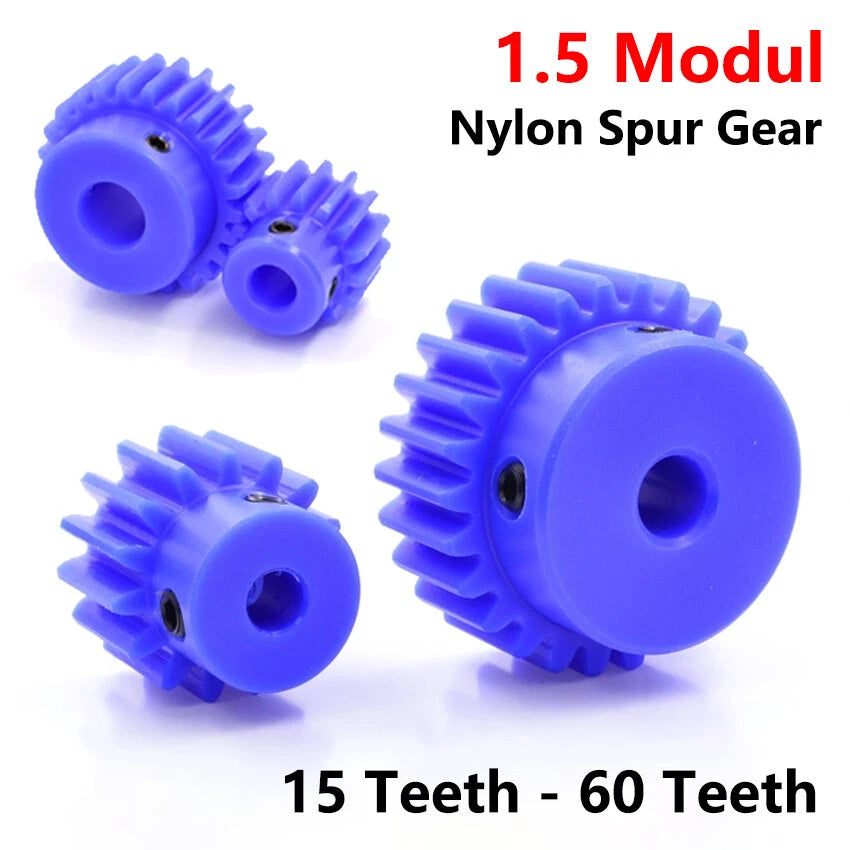 1.5 Mod Blue Nylon Spur Gear 12-60T Bore 6-12mm Pinion Gear With Step Motor Gear