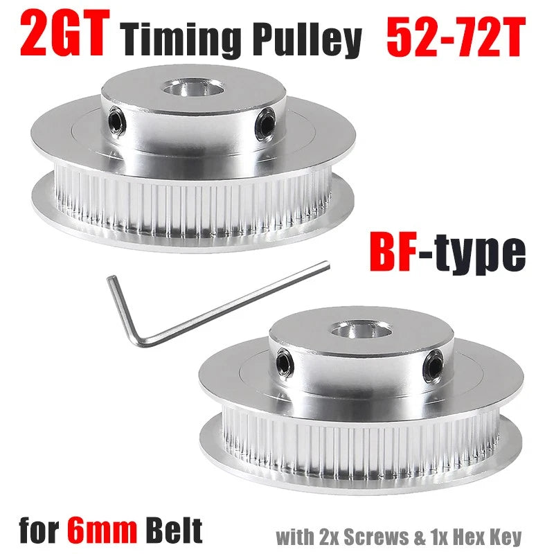 2GT Timing Pulley 52-72 Teeth 6mm Belt 5mm-20mm Bore Synchronous Wheel 3Dprinter