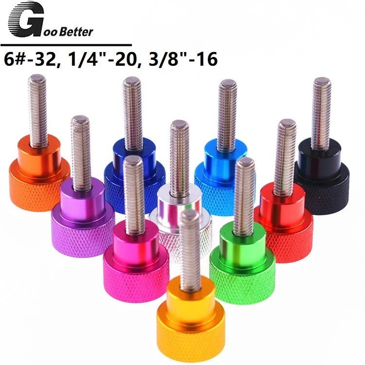UNC Knurled Thumb Screws — 6 - 32, 1/4" - 20, 3/8 - 16, Aluminum, Colorful Hand Grip Knob Bolts - HomeDIYer