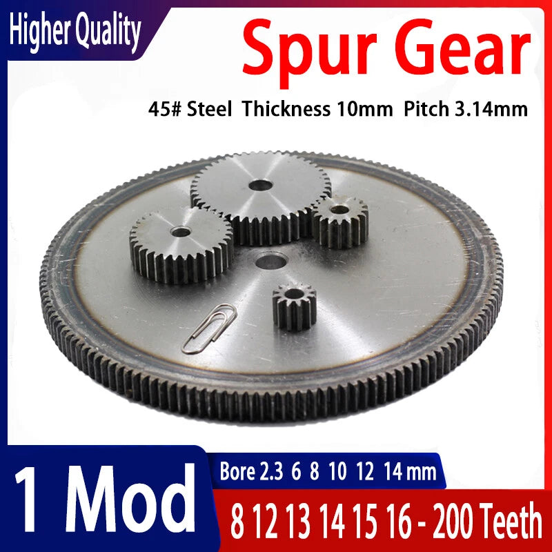 1 Mod 8/12/13/14/15/16/17/18-200T Thickness 10mm Transmission Gear 45# Spur Gear