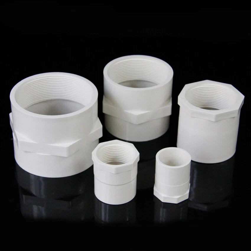 PVC Water Supply Straight Pipe 1 2"- 4" Female Threaded Fittings Adapter Joint
