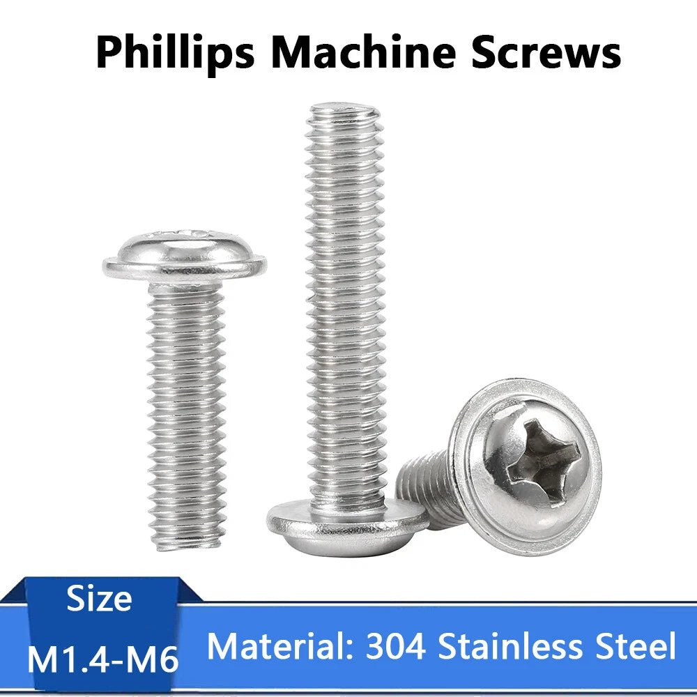 Phillips Flanged Button Head Screws M1.4–M6 | 304 Stainless Steel - HomeDIYer