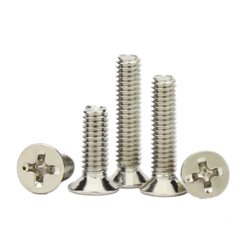 Phillips Machine Screws Countersunk Nickel Plated Steel DIN 965 Flat Head M1~M6