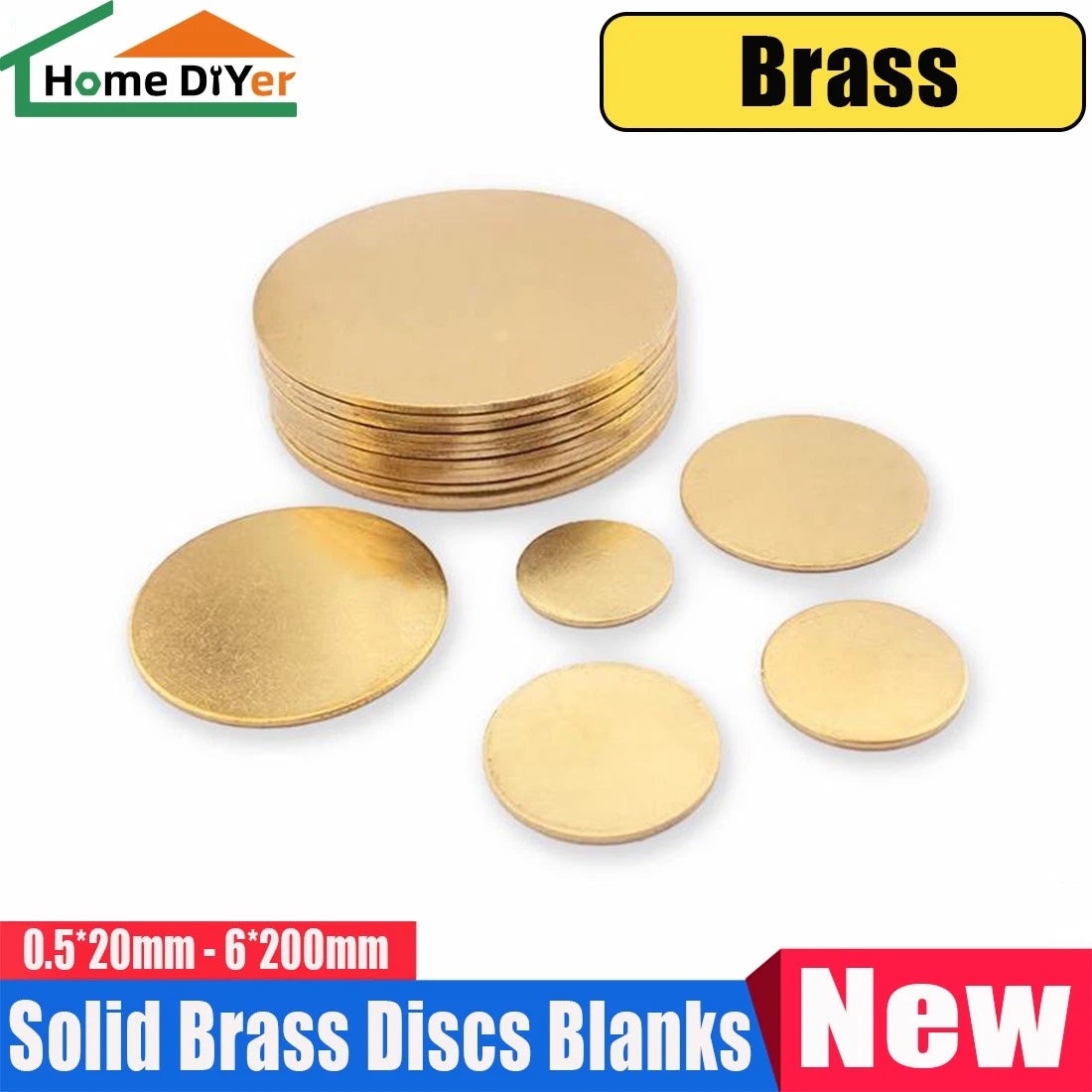 Thick 0.5mm-6mm Solid Brass Discs Blanks Discs Ø 20mm-300mm Metal Round Sheets