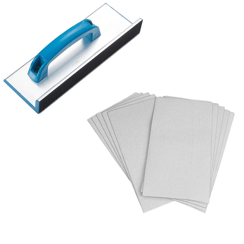 Hand‑Held Hook & Loop Corner Sanding Holder with Sheets — 250mm x 90mm for Internal Walls and Wood