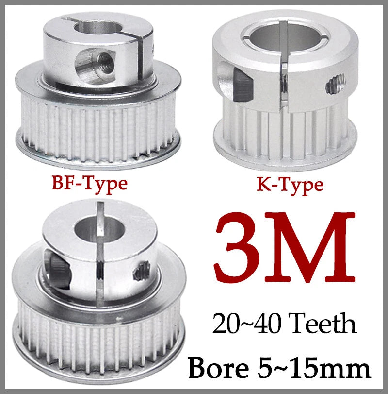 Timing Belt Pulleys Clamping BF/K-Type For 3M Teeth CNC Step Motor 5mm~15mm Bore