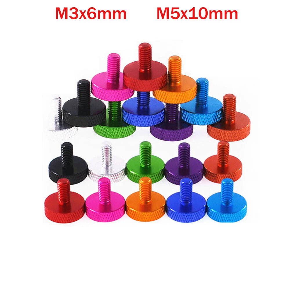 M3 / M5 Flat Head Thumb Screws – Knurled Hand Grip Knob Bolts for Computer Case (Aluminum, 10 Colors) - HomeDIYer
