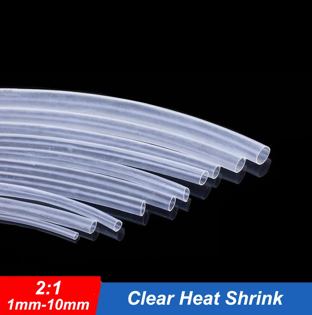 Clear Heat Shrink Tubing 2:1 Ratio — 1mm to 10mm, Multiple Lengths