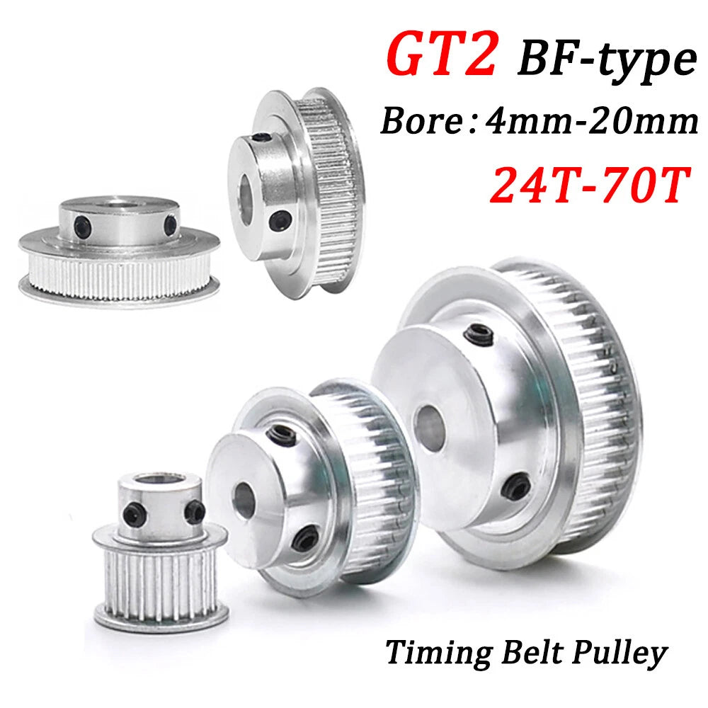 GT2 Timing Belt Pulley BF-type 24-70 Tooth Bore 4mm - 20mm For CNC Step Motor