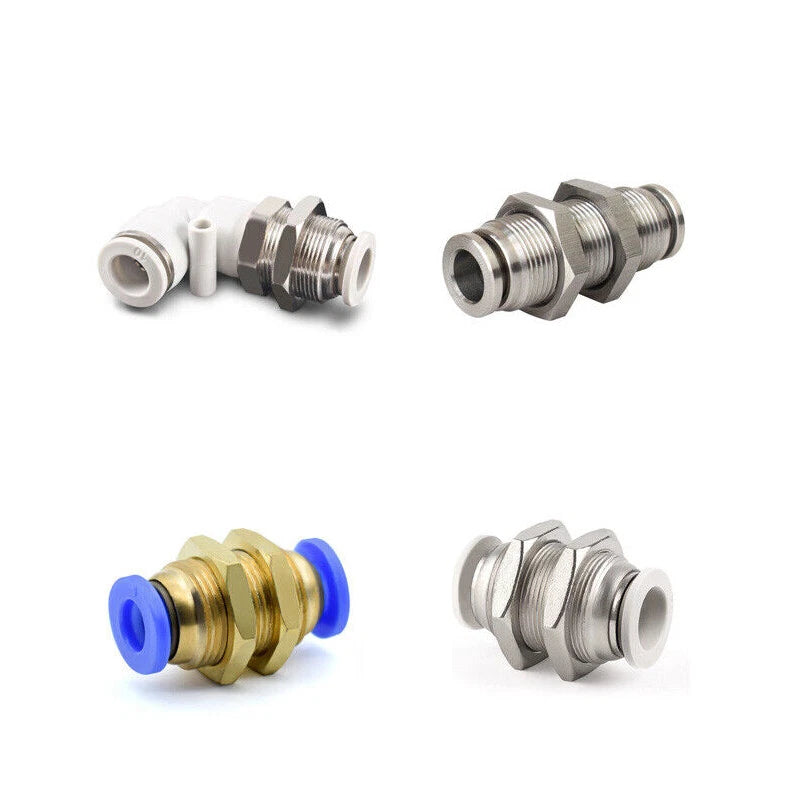 Pneumatic Push Fit Connector — L Shape & Bulkhead Fittings, 4mm–16mm