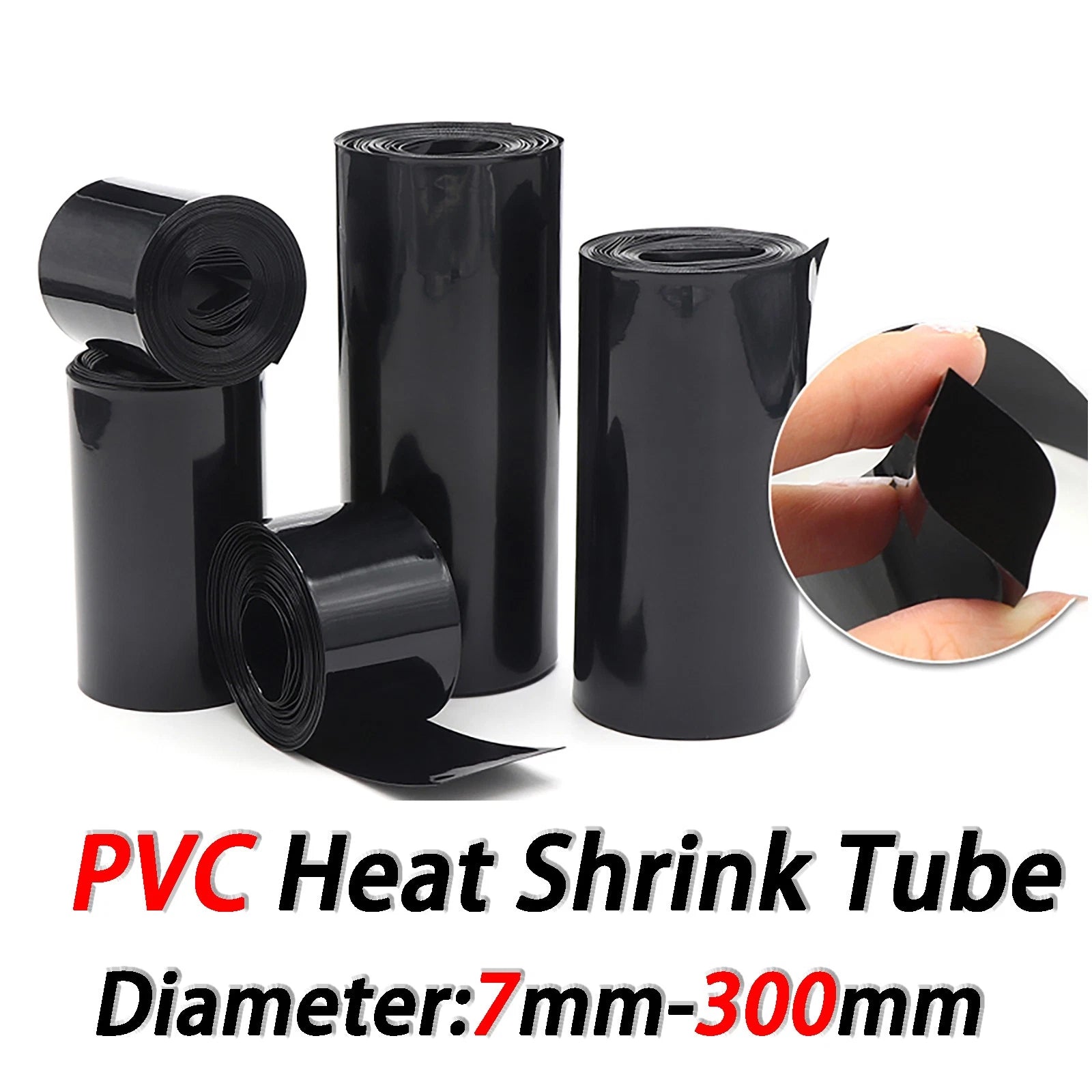 Black 2:1 Heat Shrink Tubing – 7mm to 300mm OD, 1M/2M/5M/10M Lengths
