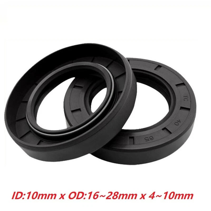 10mm Shaft TC Oil Seal NBR Nitrile Double Lip Rotary Shaft Seal — Multiple Sizes