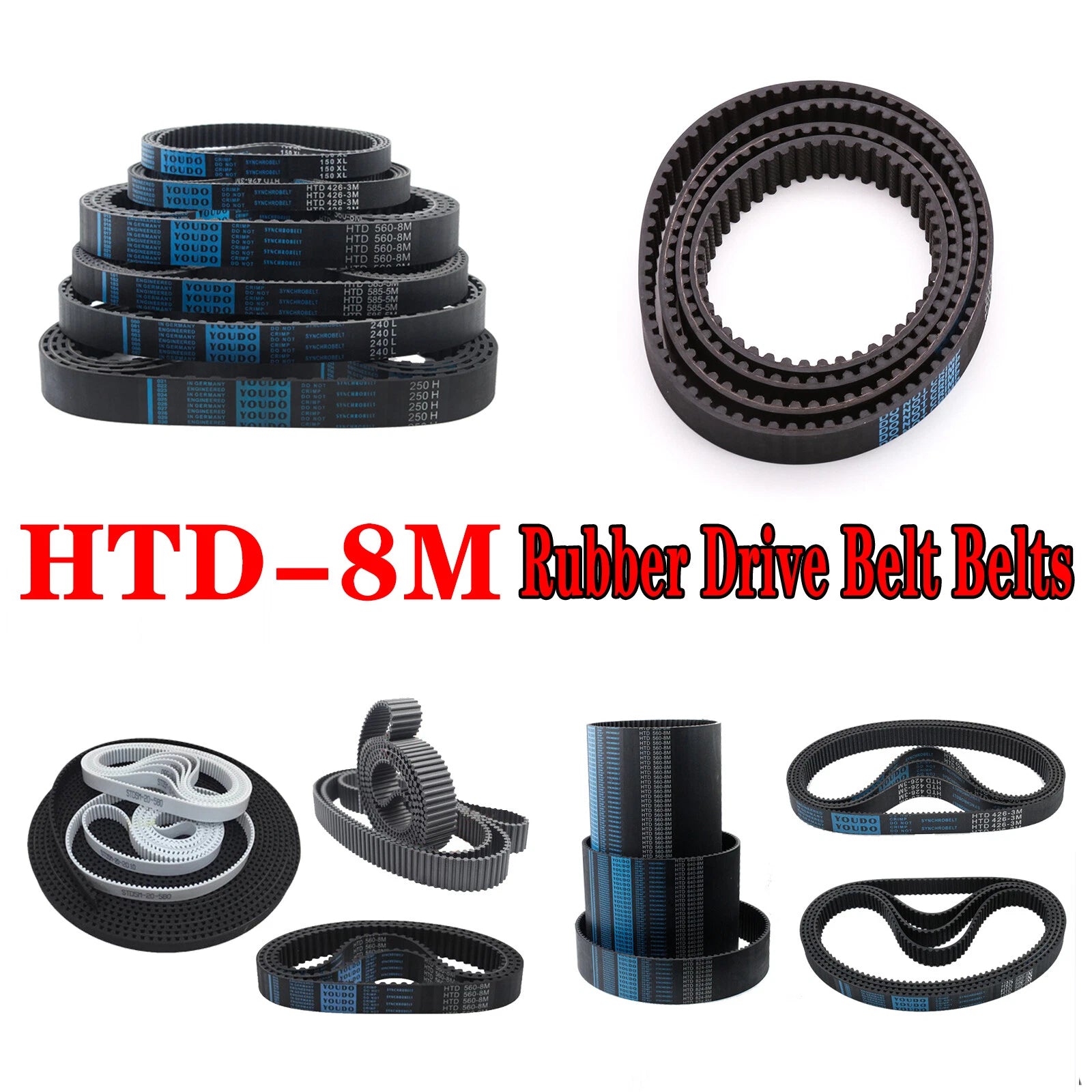 HTD 8M Timing Belt — Closed Loop Rubber Drive Belt, 20mm & 25mm Width