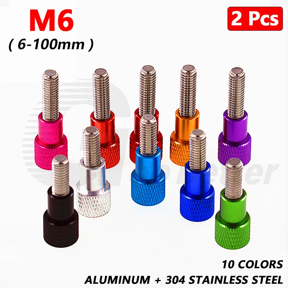2pc M6 Adjustable Knurled Thumb Shoulder Screws 6-100mm Stainless Steel Aluminum