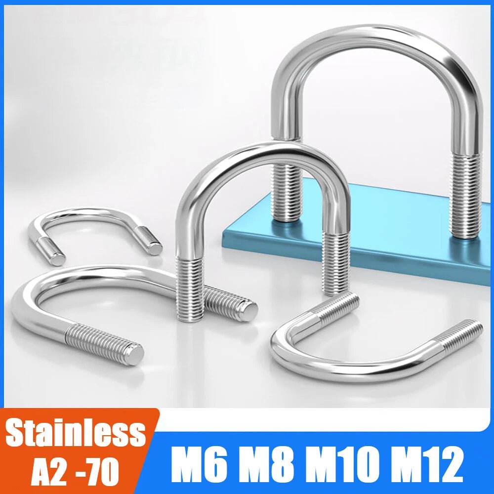 A2 Stainless Steel U - Bolts M6 M8 M10 M12 — Round Bend Pipe Clamp Bolt - HomeDIYer