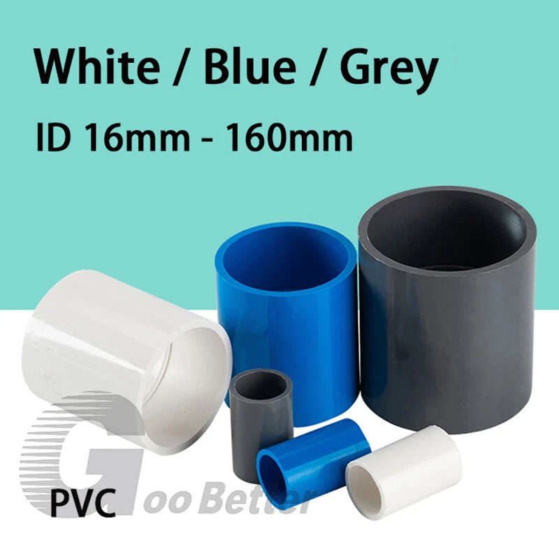 16mm-160mm PVC Straight Connector Sleeve Pipe Fittings for Fishbowl Tank Metric