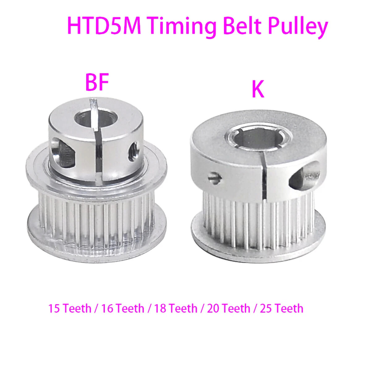 HTD5M Timing Belt Pulley 15 16 18 20 25 Teeth Clamping Bore for CNC-Step Motor