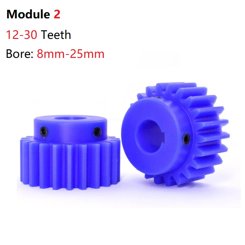 2 Module 2M Nylon Spur Gear 15-30T Bore 5-25mm Pinion Gear With Step Motor Gears