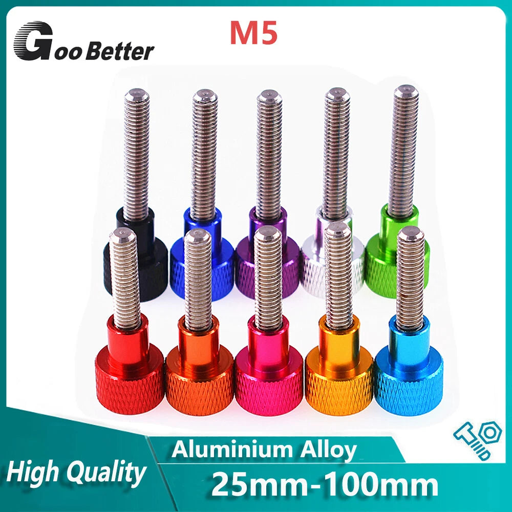 M5 25mm-100mm Knurled Thumb Screws Hand Grip Knob Bolts Coloured Turn Knob Screw