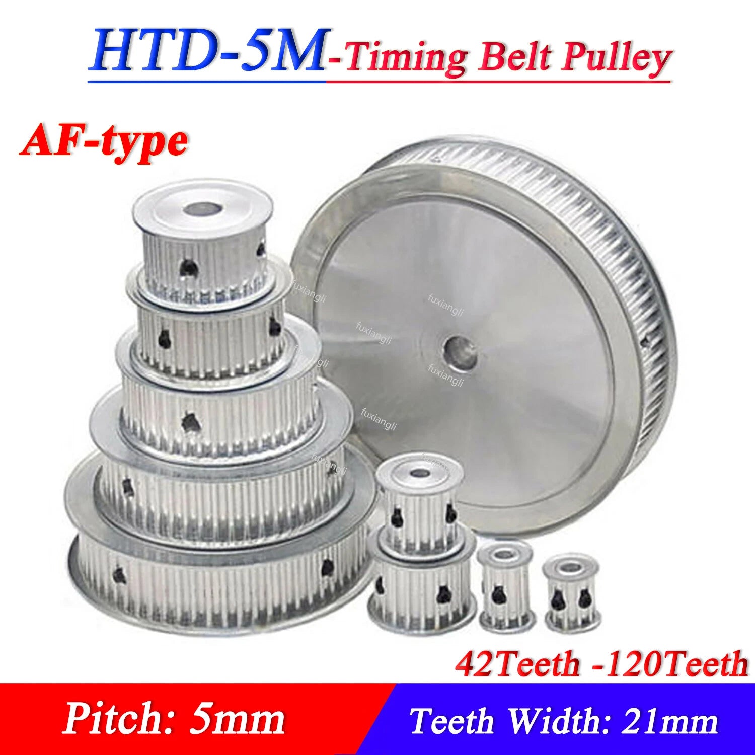 HTD-5M 42-120T Timing Belt Pulley Pitch 5mm AF-type Synchronous Wheel Width 21mm