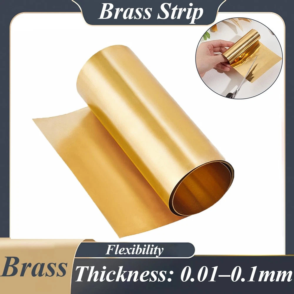 Thin Brass Sheet Roll Metal Foil Shim Plate Thick 0.01mm-0.1mm Model Making