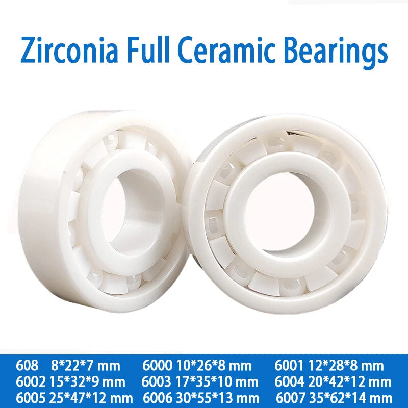 Full Ceramic 608 - 6007 Miniature Ball Bearings ZrO2 Zirconia White Premium