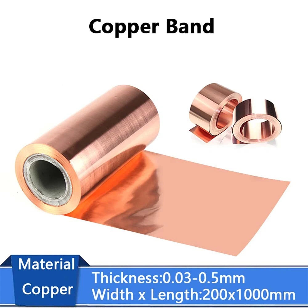 Pure Copper Band T2 Cu Sheet Foil Plate Metal Strip Thick 0.03-0.5mm 200x1000mm