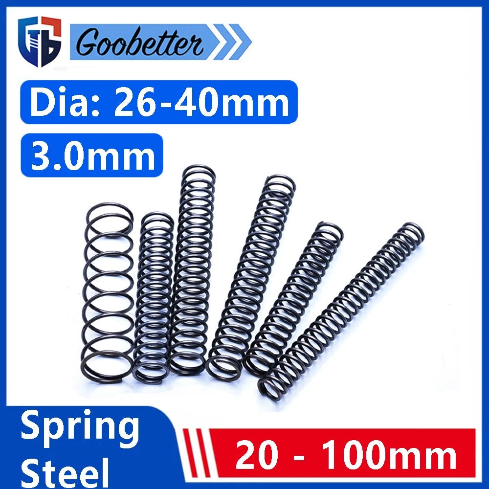3mm Wire Dia Spring Steel Compression Springs Dia 26-40mm Length 20-100mm Black