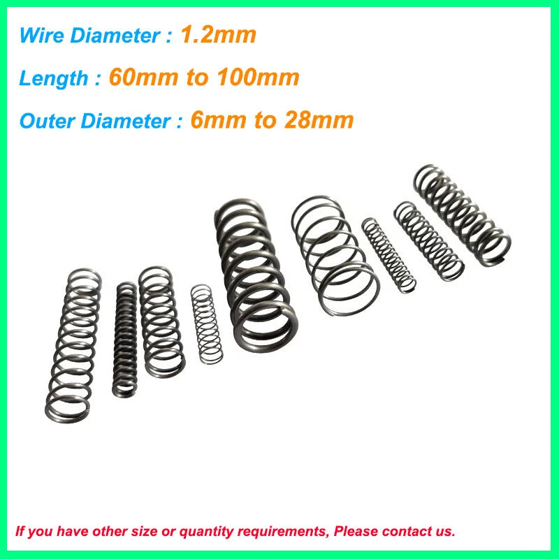 Compression Spring Wire Dia 1.2mm Material Spring Steel Pressure Spring 60-100mm