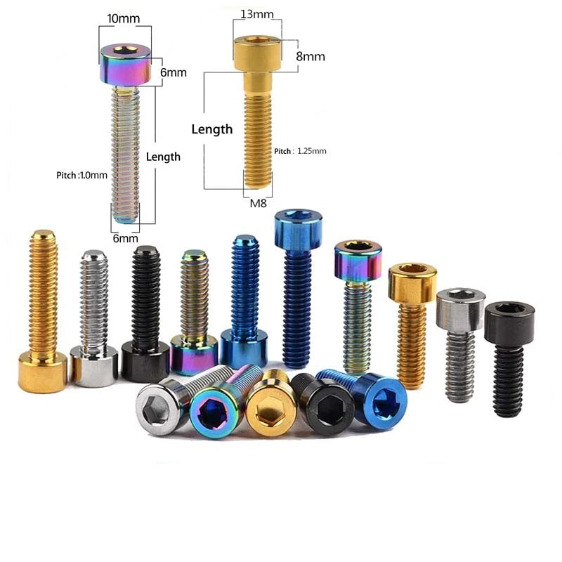 M6 M8x10-70mm Titanium Bolts Socket Cap Head Allen Ti Machine Screws Metric