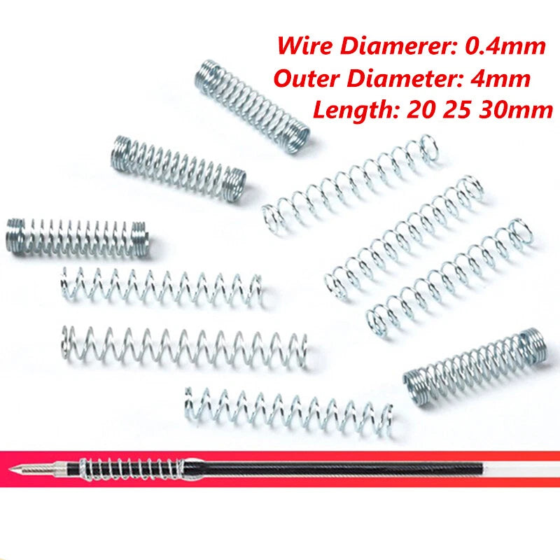 Small Compression Springs Ballpoint Pen Spring 0.4mm Wire Dia 20 25 30mm Long