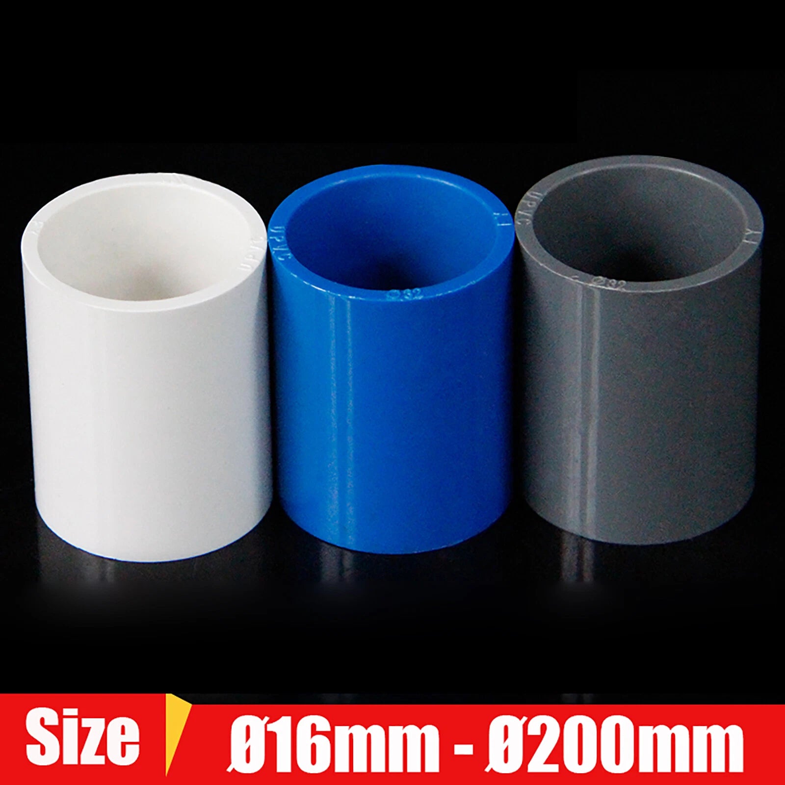 16mm-200mm PVC Plumbing Fittings Blue White Grey Straight Pipe Connector