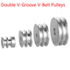 Double V-Groove Aluminum Drive Pulley For A-Section V-Belt Pulleys OD 40-100mm