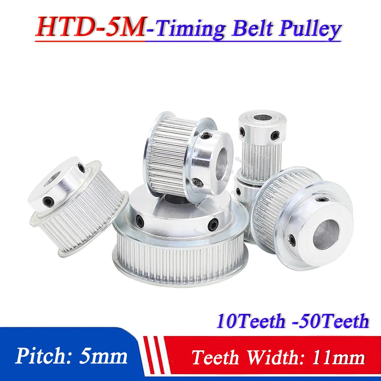 HTD-5M 10-50T Timing Belt Pulley Pitch 5mm K/BF-type CNC Drive Pulley Width 11mm