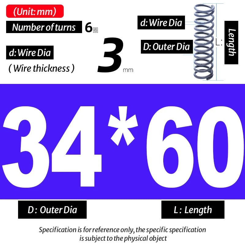 Compression Spring Pressure Big, Wire Dia 3.0mm Diameter 16-40mm Length 20-200mm