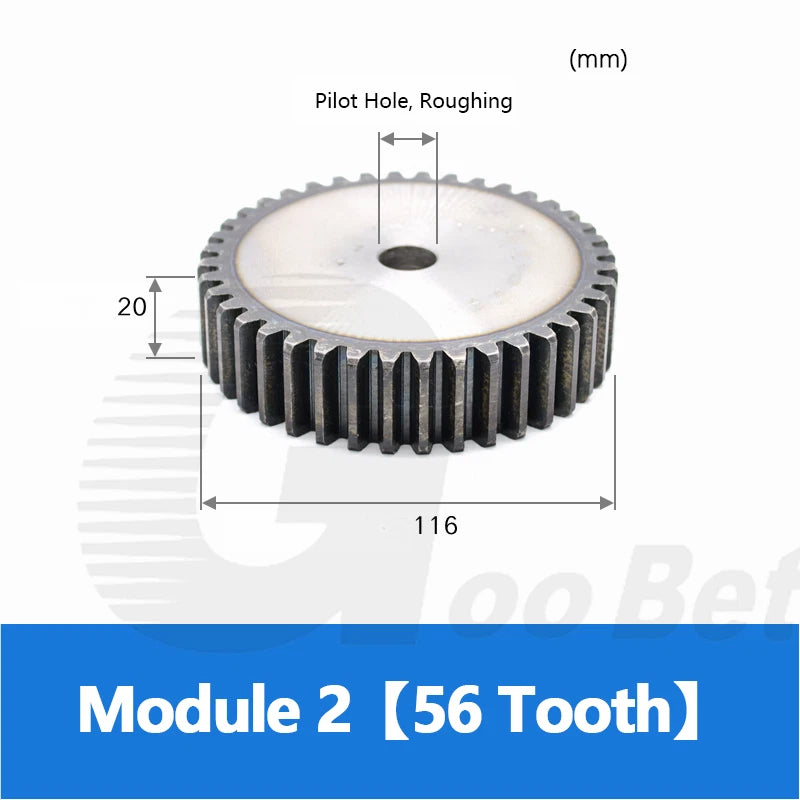 Mod 1 1.5 2 2.5 3 4 5 Spur Gear C45 Steel 12 Tooth - 160 Tooth Motor Pinion Flat