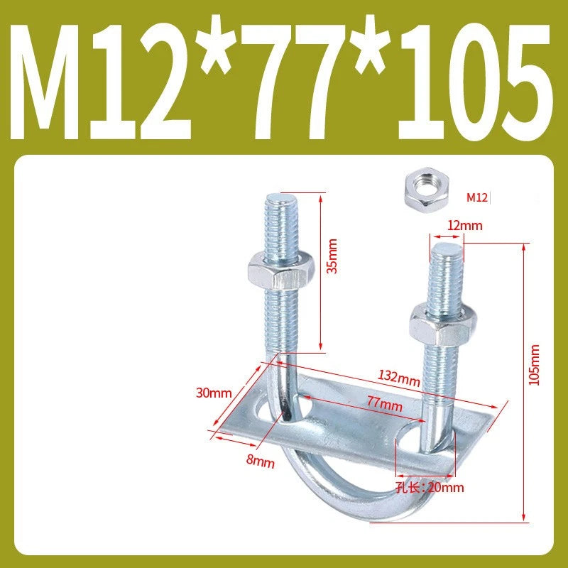 Round U-Bolts Sets Steel 16mm-219mm Inner Width M6 M8 M0 M12 with Nut, Plate