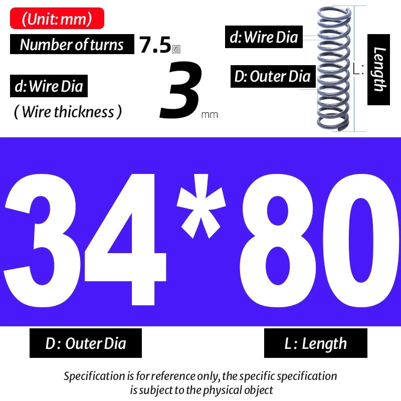 Compression Spring Pressure Big, Wire Dia 3.0mm Diameter 16-40mm Length 20-200mm