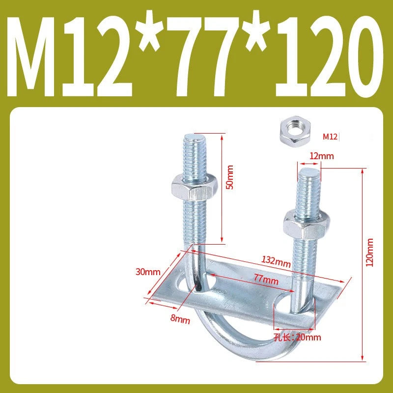 Round U-Bolts Sets Steel 16mm-219mm Inner Width M6 M8 M0 M12 with Nut, Plate