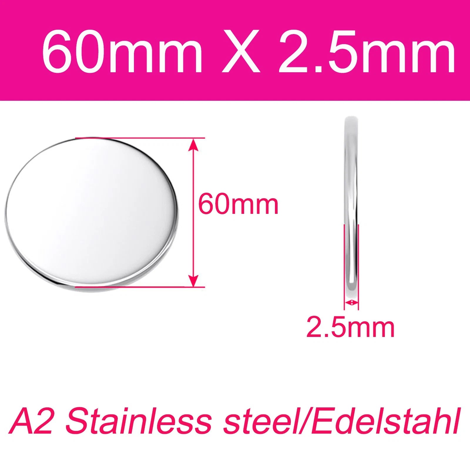 Round Plate A2 Stainless Steel Sheet Plate Thick 1/1.5/2/2.5/3/4/5mm Dia 6-80mm