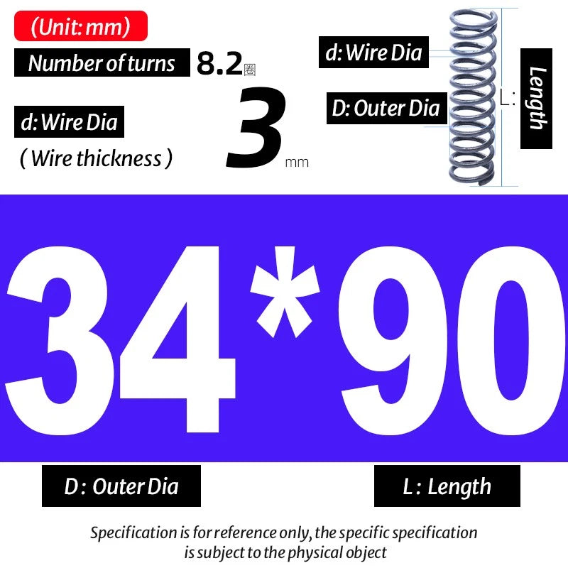 Compression Spring Pressure Big, Wire Dia 3.0mm Diameter 16-40mm Length 20-200mm