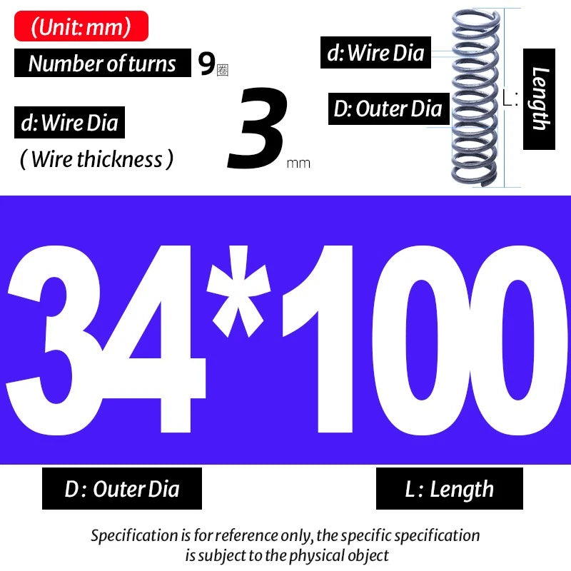 Compression Spring Pressure Big, Wire Dia 3.0mm Diameter 16-40mm Length 20-200mm