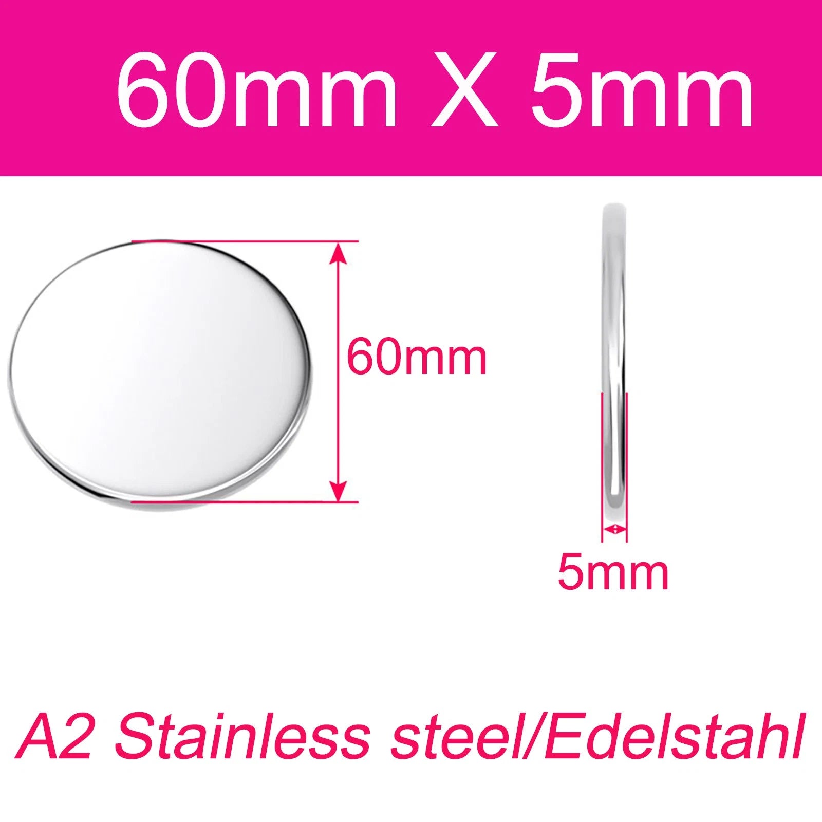 Round Plate A2 Stainless Steel Sheet Plate Thick 1/1.5/2/2.5/3/4/5mm Dia 6-80mm