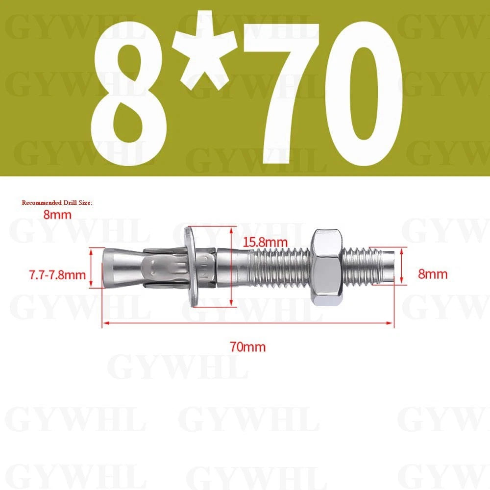 Hex Head Expansion Anchor Bolts — M6 to M20, Stainless Steel A2 & Zinc Plated, Extra Long