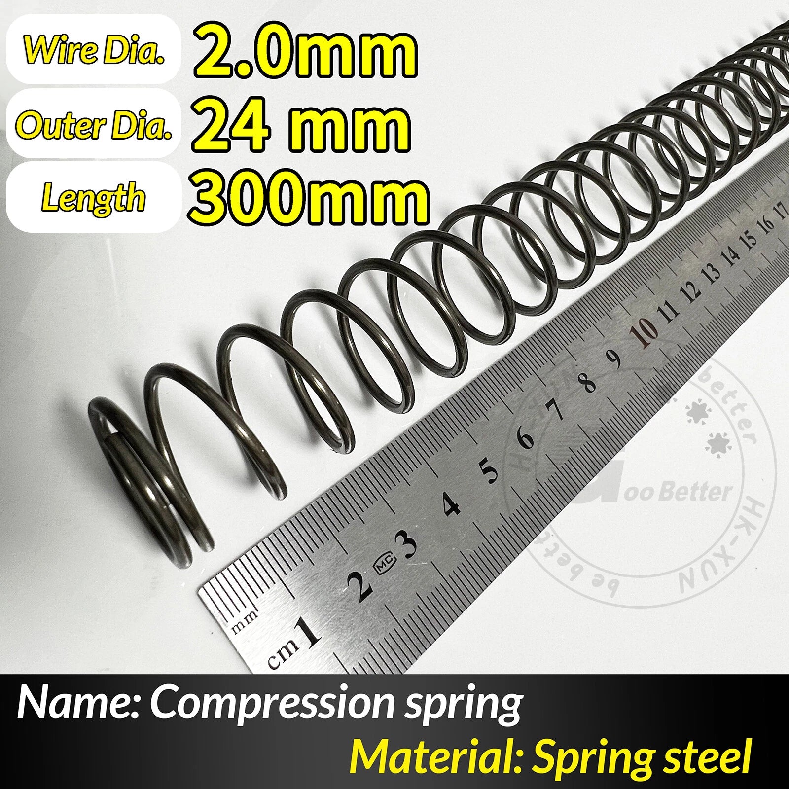 Compression Spring Pressure Springs, Wire Dia 2-3.5mm, OD 10-60mm, Length 300mm