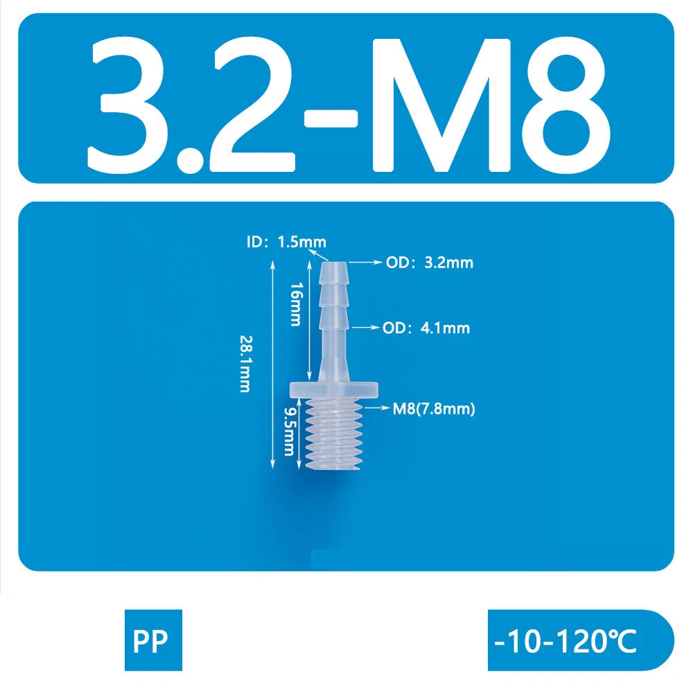 BSP Metric External Thread Straight Barb Connector – Plastic Hose Pipe Fitting