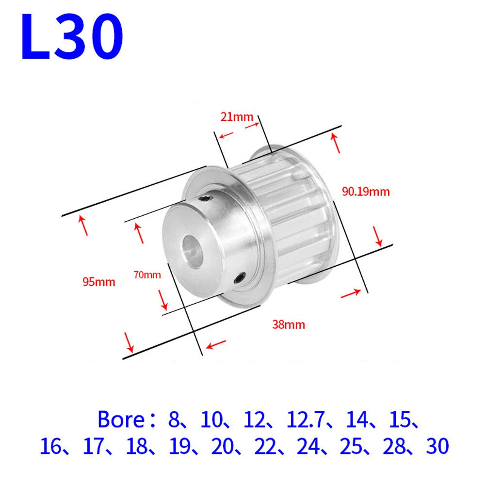 L-Type 10T-30T Timing Belt Pulley Pitch 9.525mm With Keyway CNC Drive Width 21mm