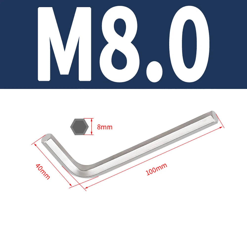 Long Arm Allen Key Metric 1.5mm-8mm Hexagonal Hex Wrench Stainless Steel 304 A2